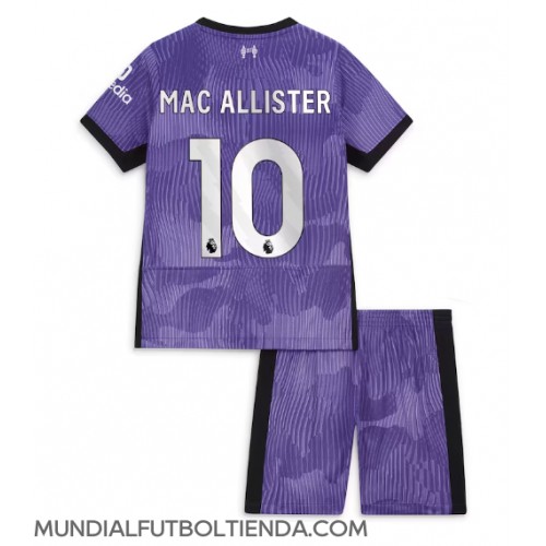 Camiseta Liverpool Alexis Mac Allister #10 Tercera Equipación Replica 2023-24 para niños mangas cortas (+ Pantalones cortos)
